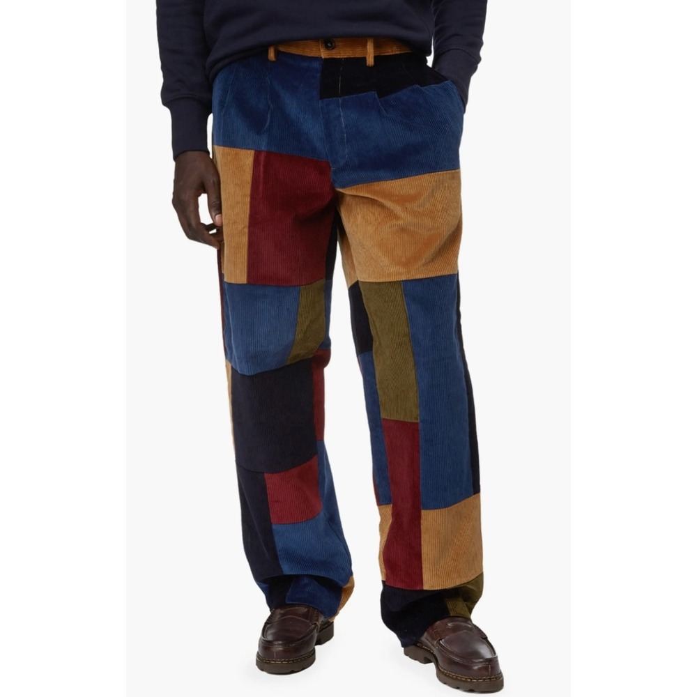 Noah x Baracuta England Corduroy Patchwork Pants Size 38 Colorful Double Pleat